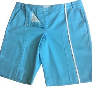 Escada size 14 blue Bermuda shorts high rise trouser style flat front, pockets